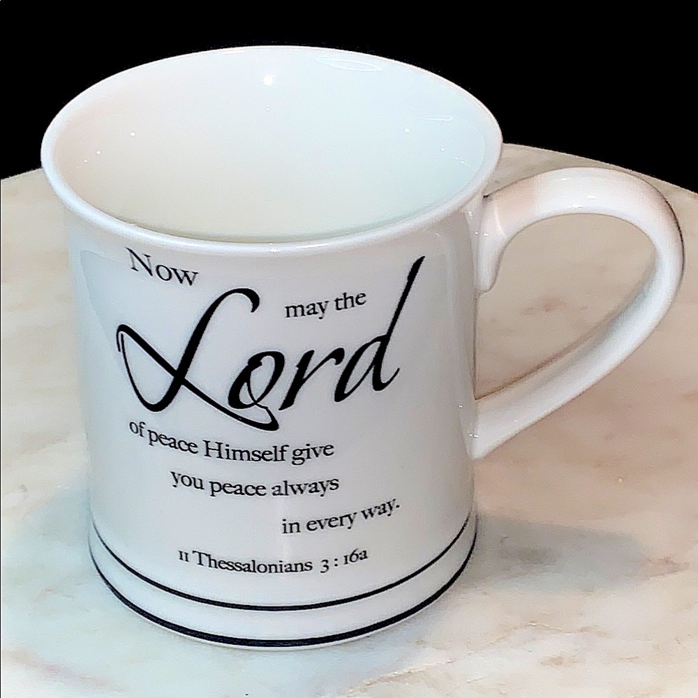 HOME ESSENTIALS COFFEE MUG ll THESSALONIANS 3:16a NEW